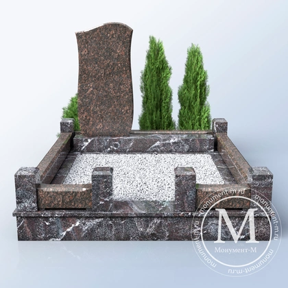Мемориальный комплекс с бурой стелой и серой плиткой АР3575