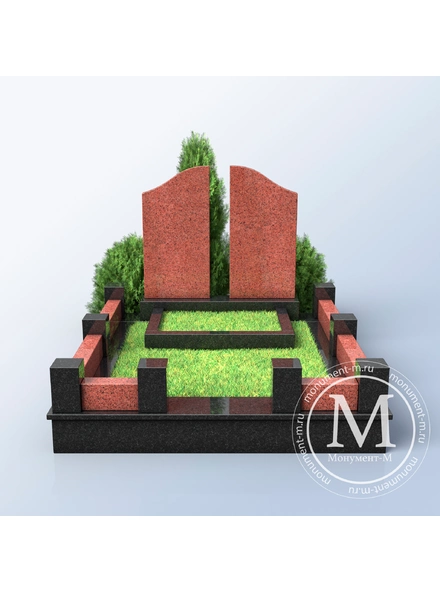 Комплекс с памятником и оградой из красного гранита в Санкт-Петербурге 3D макет