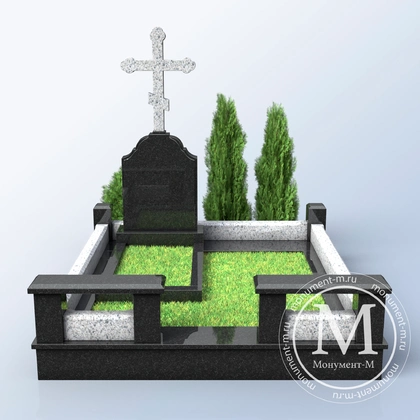 Мемориальный комплекс с белым крестом и полосой АР3592