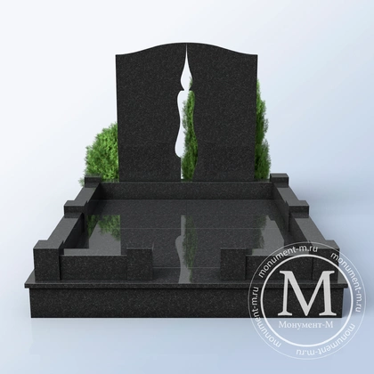 Мемориальный комплекс с полированной плитой и туей АР3583