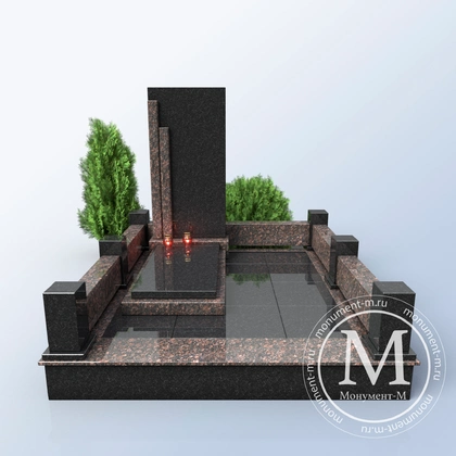 Мемориальный комплекс с тёмным мощением и туей АР3529