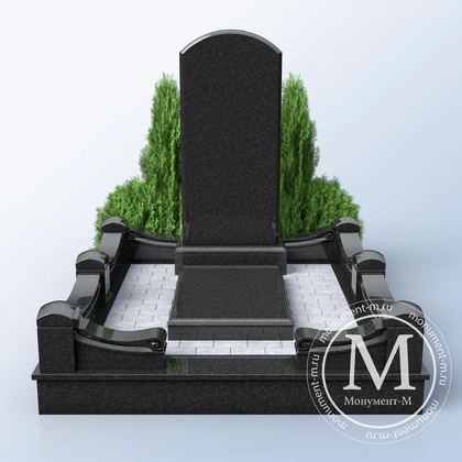 Мемориальный комплекс со скамьёй и светлой плитой АР3532