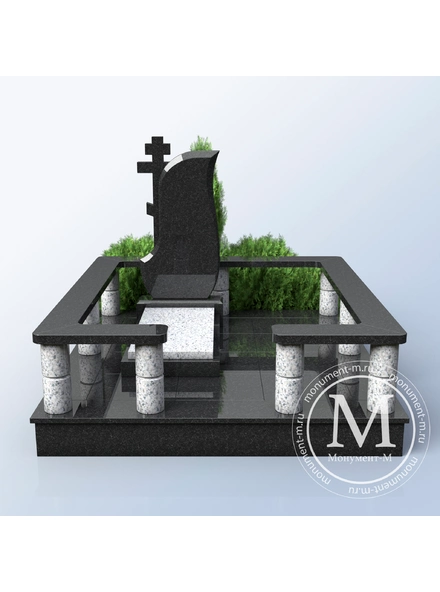 Мемориальный комплекс с высоким памятником и колоннами в цоколе в Санкт-Петербурге 3D макет