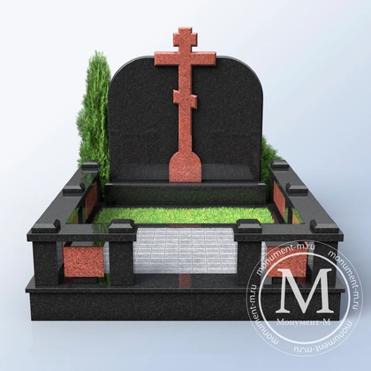 Мемориальный комплекс с красным крестом у стелы АР3534