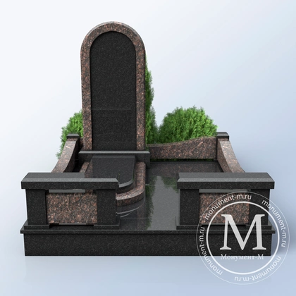 Мемориальный комплекс с изогнутой скамьёй и вставками АР3537