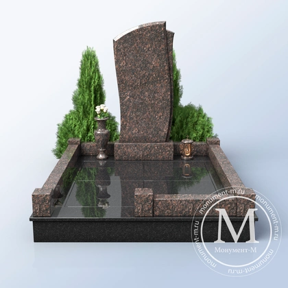 Мемориальный комплекс с коричневой стелой и плитой АР3545
