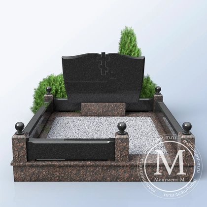 Мемориальный комплекс с крапчатой плитой в ограде АР3556