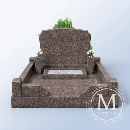 Мемориальный комплекс из коричневого камня с бортом АР3523