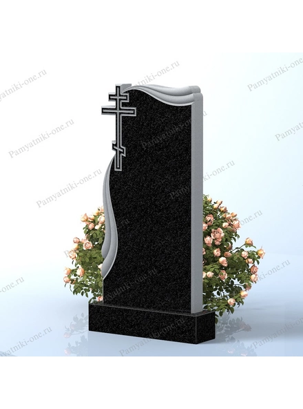 Памятник с крестом и плавными линиями по краю в Санкт-Петербурге 3D макет