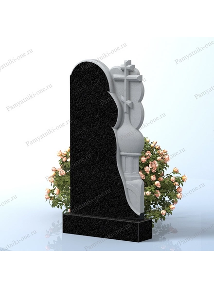 Памятник с крестом и мягкими плавными линиями, напоминающими ленту в Санкт-Петербурге 3D макет