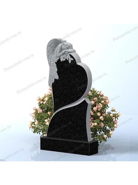 Памятник с овальной рамкой и крыльями ангела в Санкт-Петербурге 3D макет