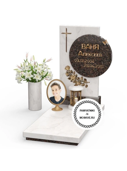 Эксклюзивный памятник с круглым бронзовым медальоном АР2418