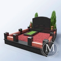Мемориальный комплекс с красной засыпкой и туей АР3543