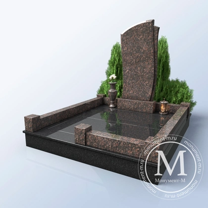 Мемориальный комплекс с коричневой стелой и плитой АР3545