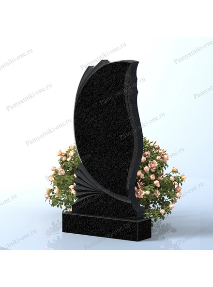 Вертикальный памятник с крупной волной и резьбой справа АР134 3D макет