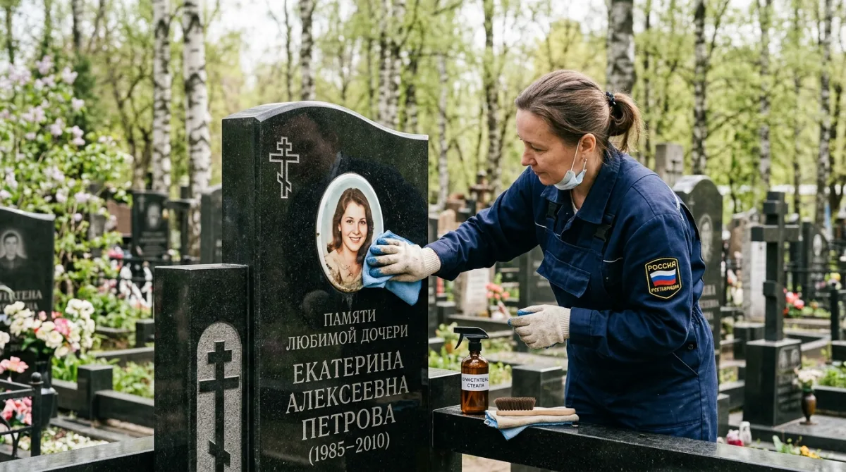 Уход за стеклянным фото на памятнике: очистка поверхности