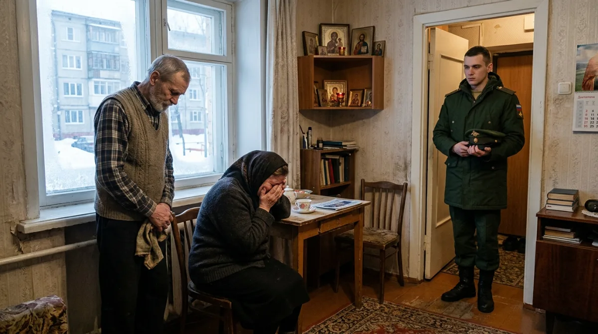 Военнослужащий сообщает семье известие о гибели близкого