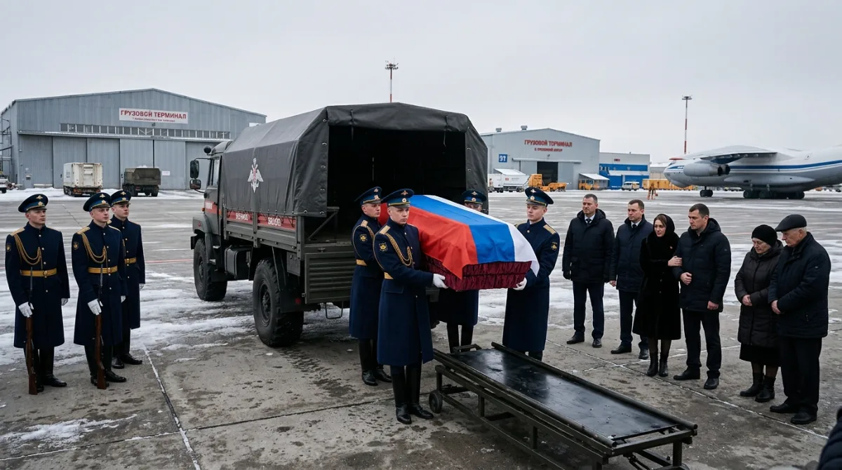 Почётный караул встречает гроб, накрытый государственным флагом