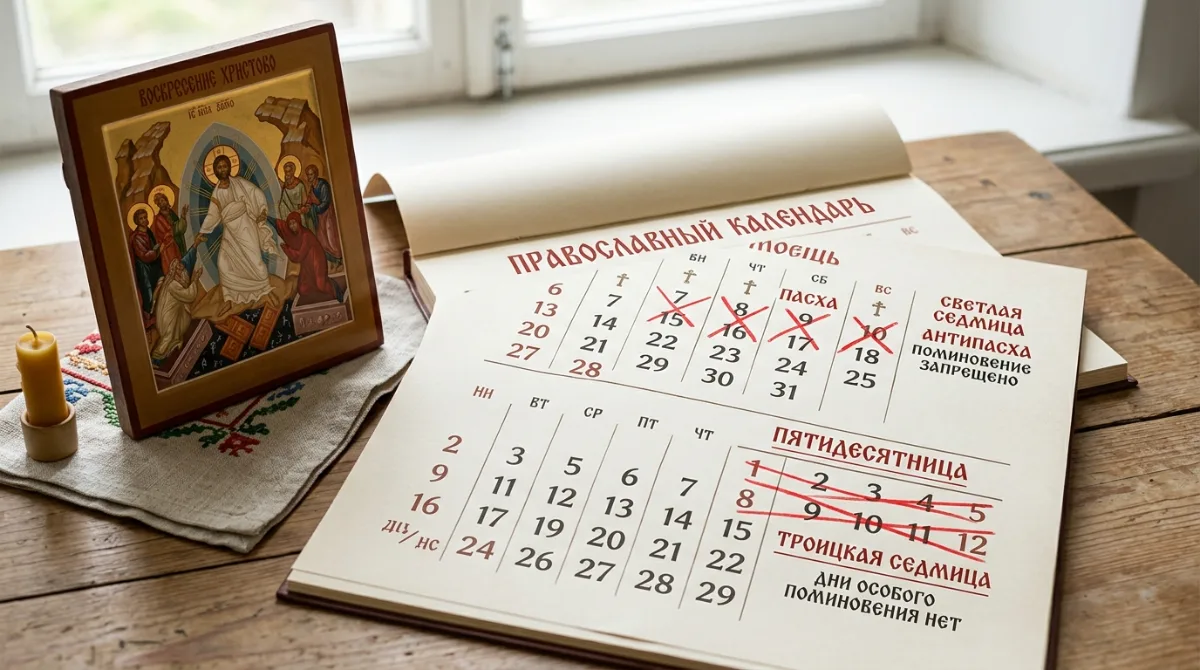 Настенный календарь с отмеченными родительскими субботами рядом с иконой