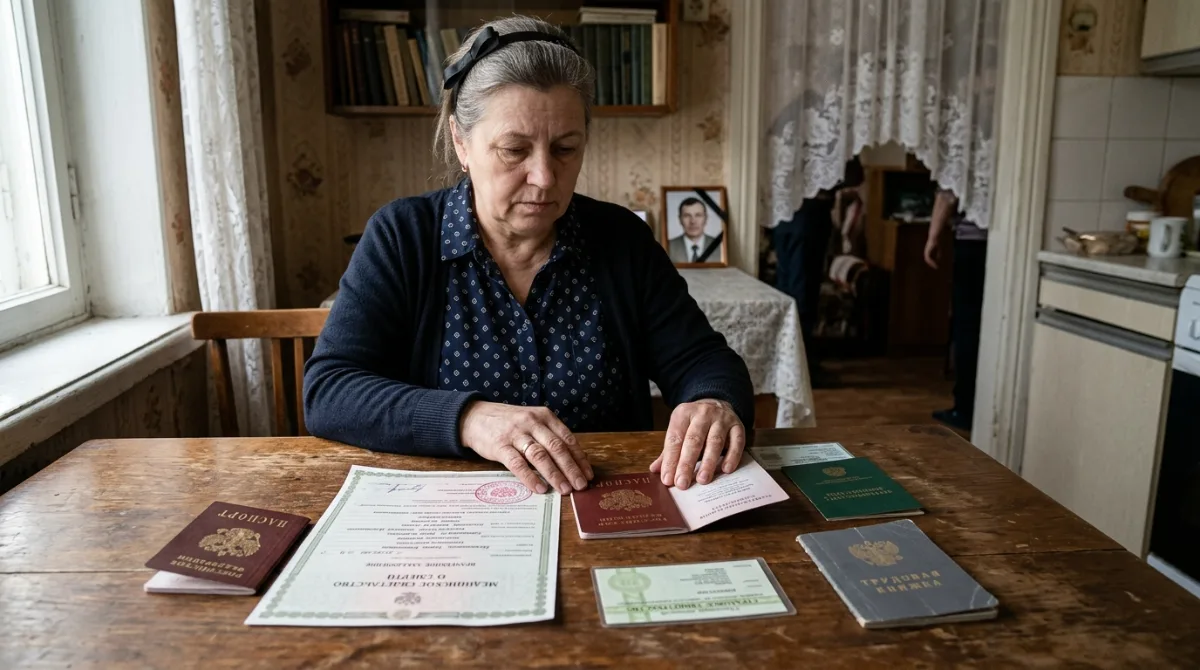 Женщина собирает документы для оформления социальных похорон дома